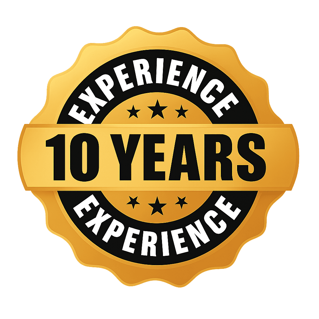 10 years of experience logo for om sai packers and movers in patna